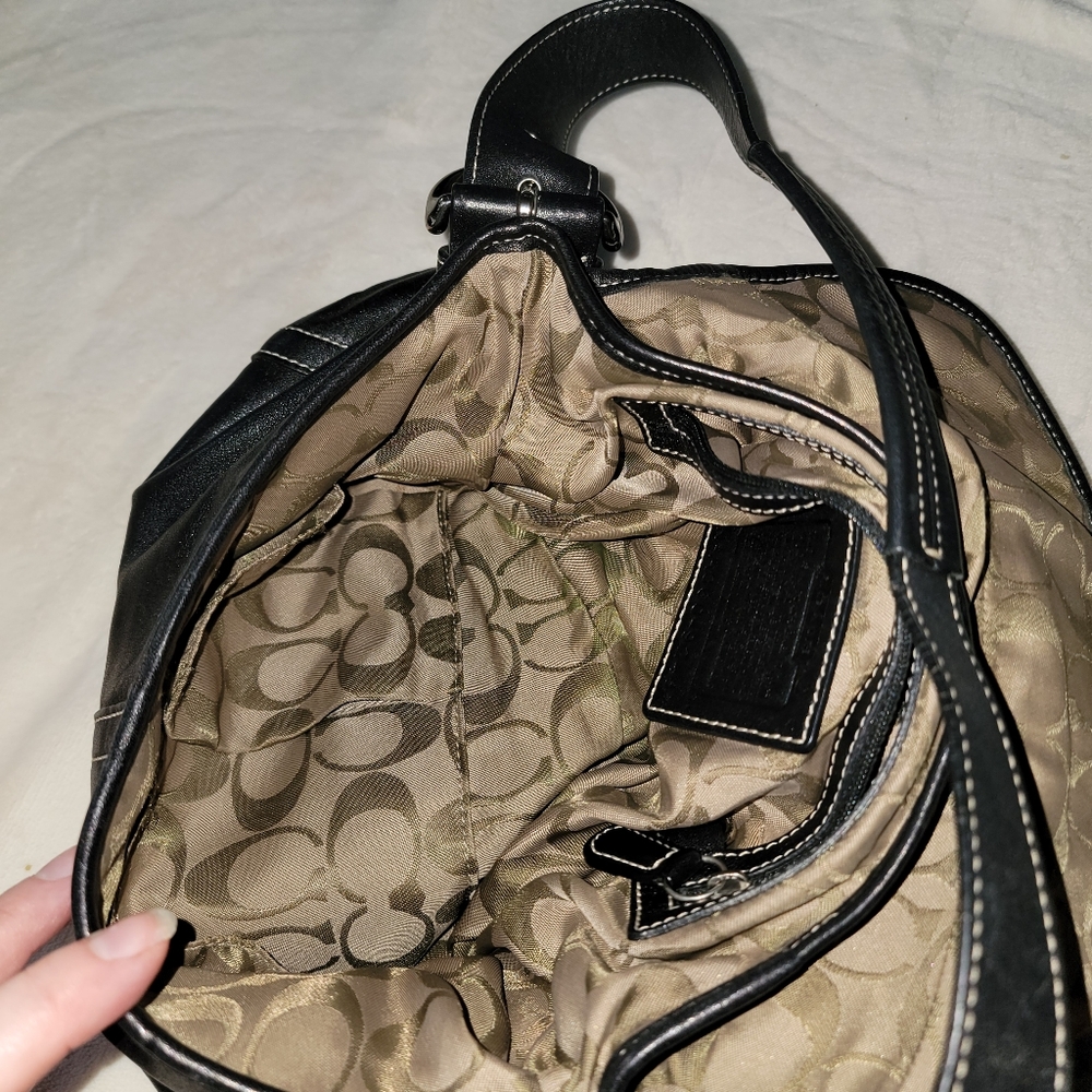 Coach Vintage Soho Black Leather Flap Buckle Medium Bag 06 Y2K 9248 Hobo Purse - Picture 10 of 16